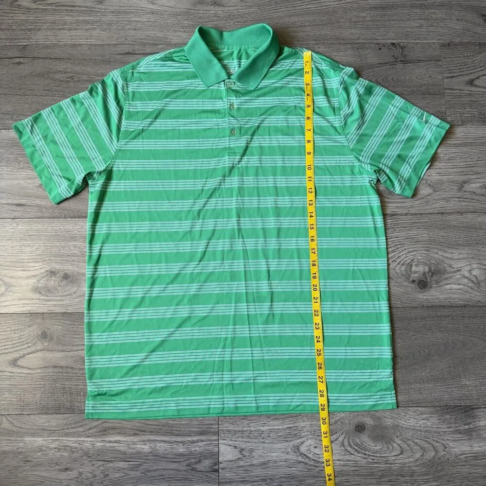 Nike Men’s Casual Golf Tour Performance Dri-Fit‎ Green Striped Polo - Size XL